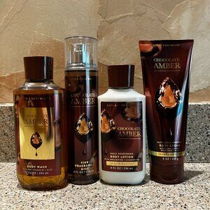 Bath & Body Works Chocolate Amber Spray, Body Creme, Lotion & Shower Gel! NEW